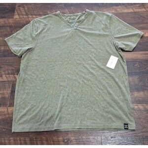 Lucky Brand Venice Burnout Henley Short Sleeve Tee Shirt Men's XXL Green